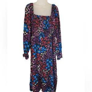 Terra & Sky Vibrant Floral Midi Dress